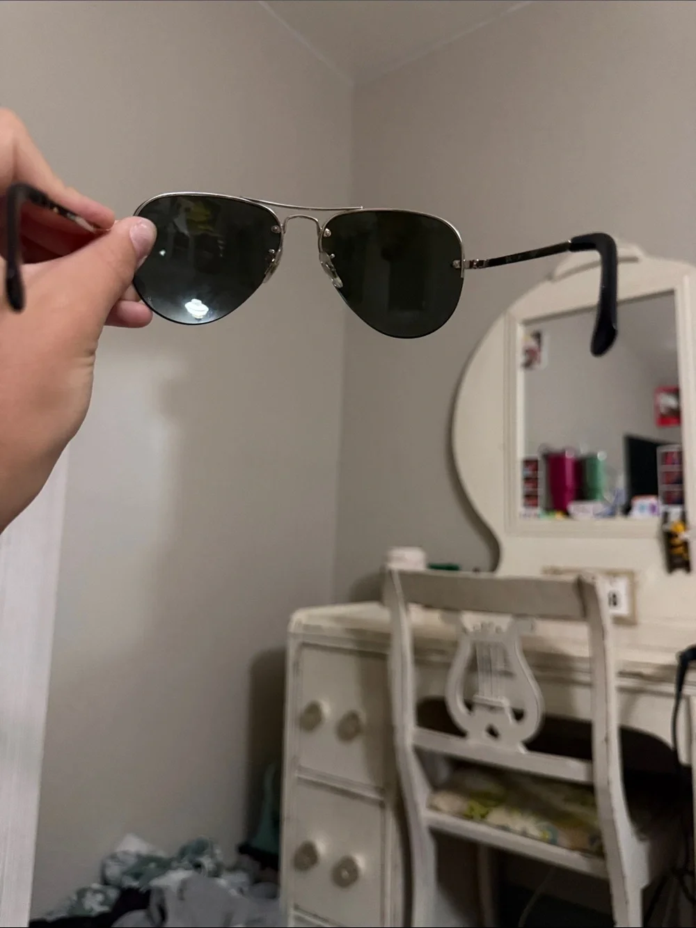 Ray-Ban Silver Frame Sunglasses with Mirrored Blue Lenses